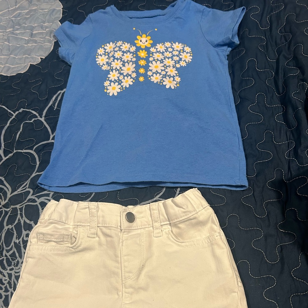 The Children's Place Blue Tee with Daisy Butterfly